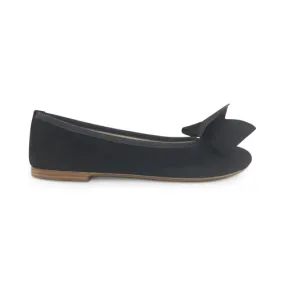 Ballerine nere con fiocco in camoscio