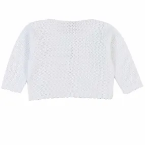 Cardigan Due Bottoni Bianco Bimba E Neonata