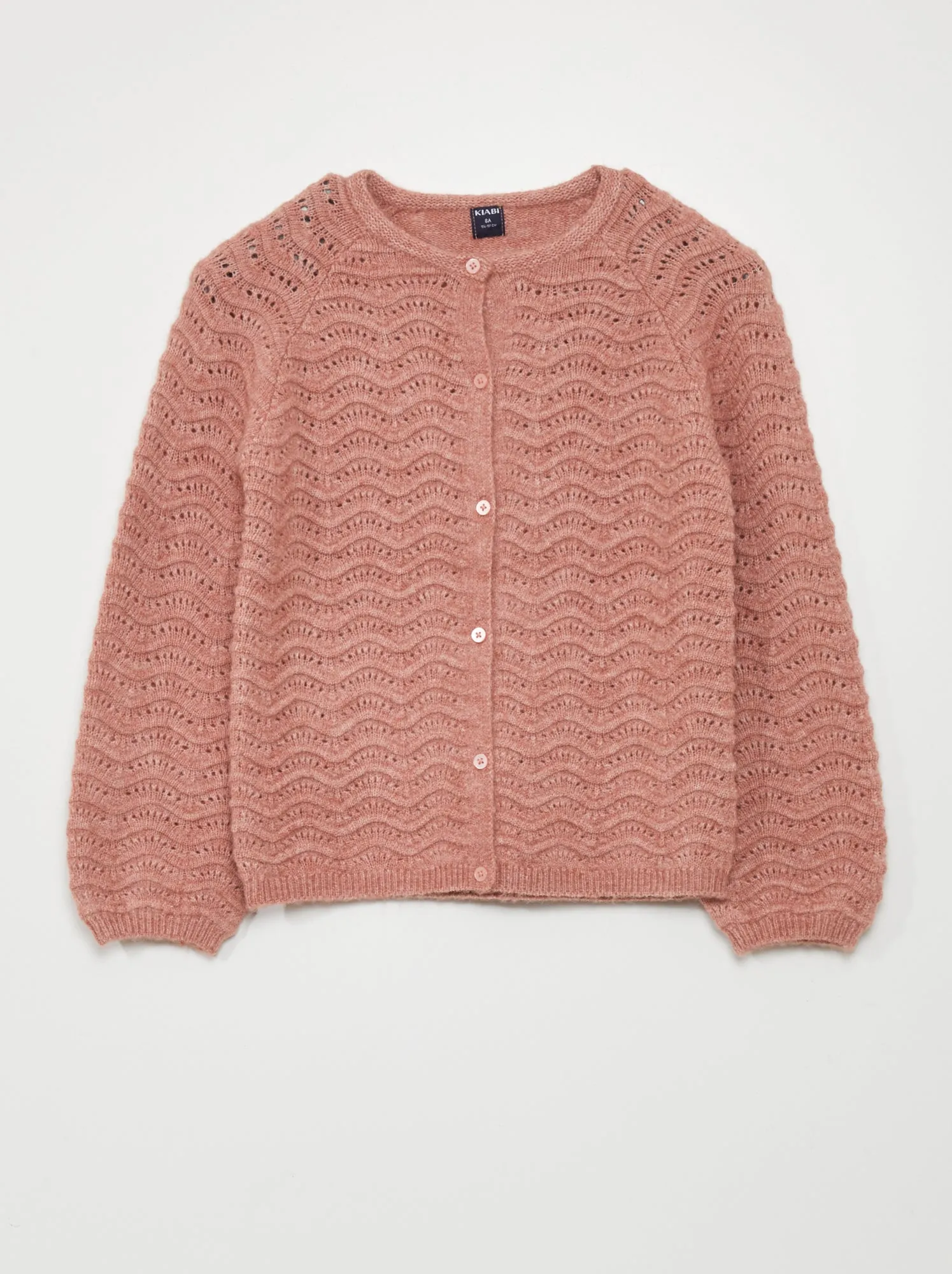 Cardigan in maglia traforata - ROSA