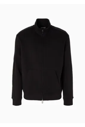 Emporio Armani Felpa full zip in double jersey con bande laterali stampa lettering gommato