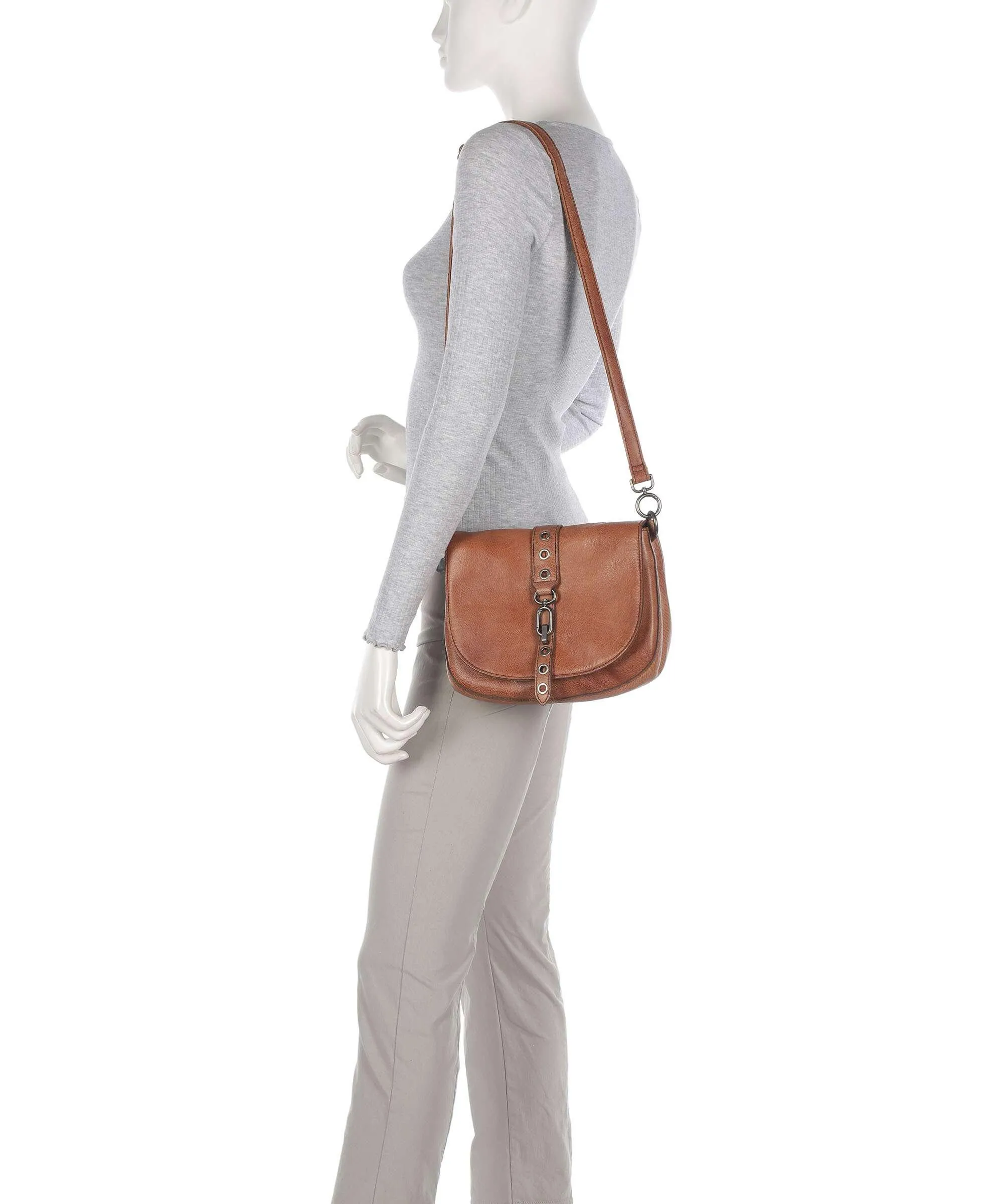  FredsBruder Belt It Borsa a tracolla pelle granulata marrone  