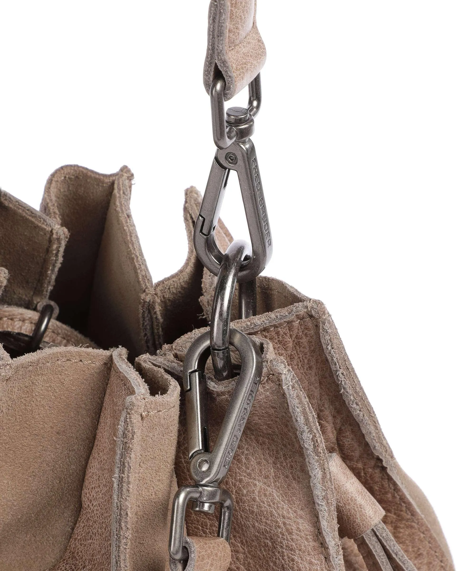  FredsBruder Xillo Midi Drawstring Borsa a secchiello pelle ruvida, pelle a grana fine taupe  