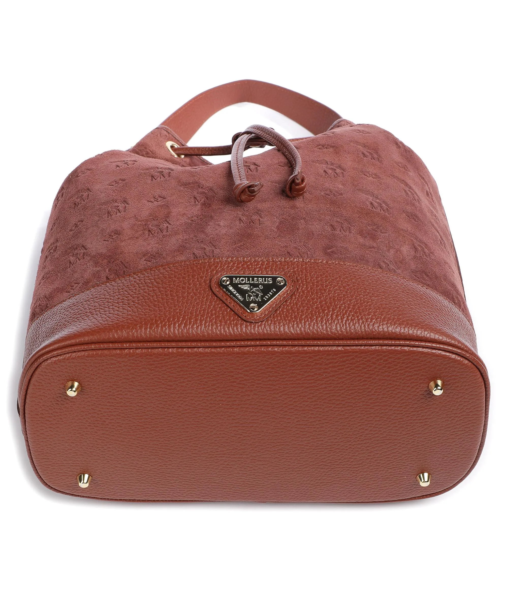  Maison Mollerus Stampato Niesen Borsa a secchiello pelle ruvida, pelle granulata marrone rosso  