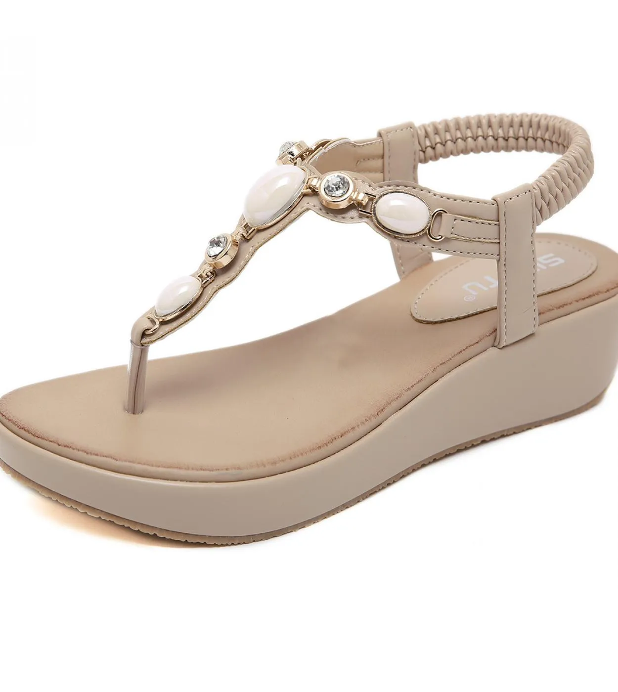 Sandali da donna Sandali con tacco alto Scarpe estive Donna Scarpe con zeppa in cristallo Sandalias Mujer Casual Donna Infradito